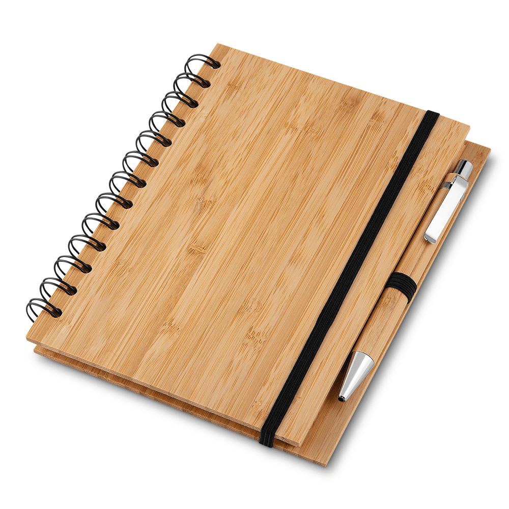 Caderno B6 Capa em Bambu com caneta 18x13cm — opção de foto 6