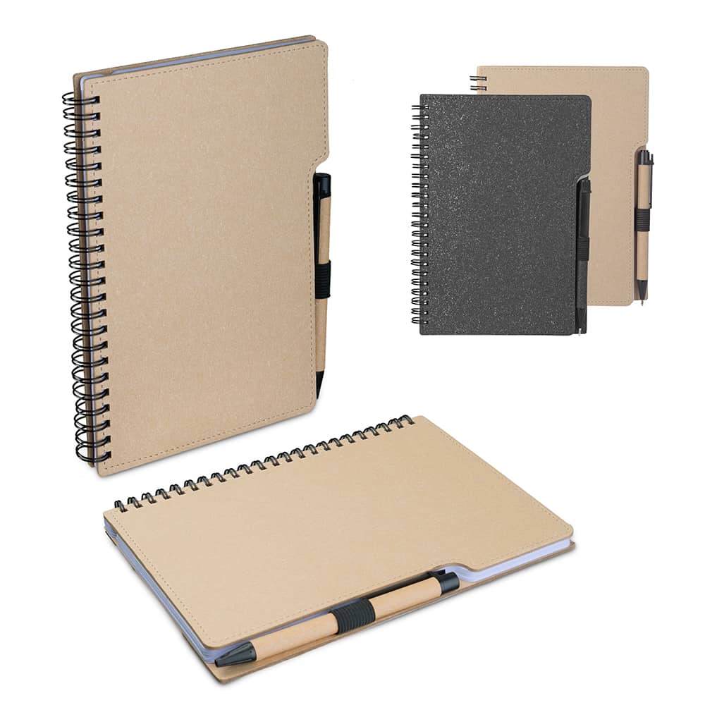 Caderno A5 Capa em Papelão Reciclado com Caneta