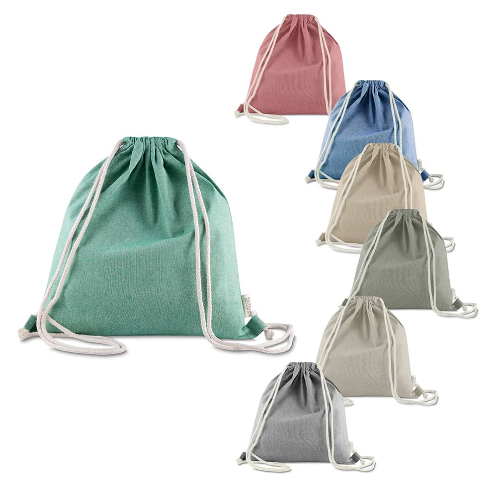 Sacola Mochila em algodão mescla reciclado 140g m2